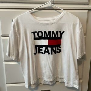 Tommy Jeans White Cropped Tee - Large
